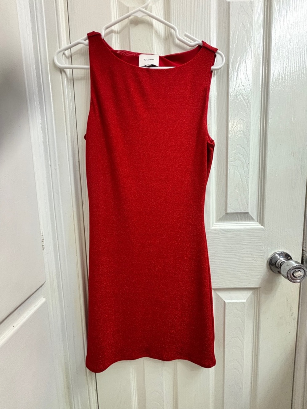 Reformation Red Nataly Knit Dress Sparkle